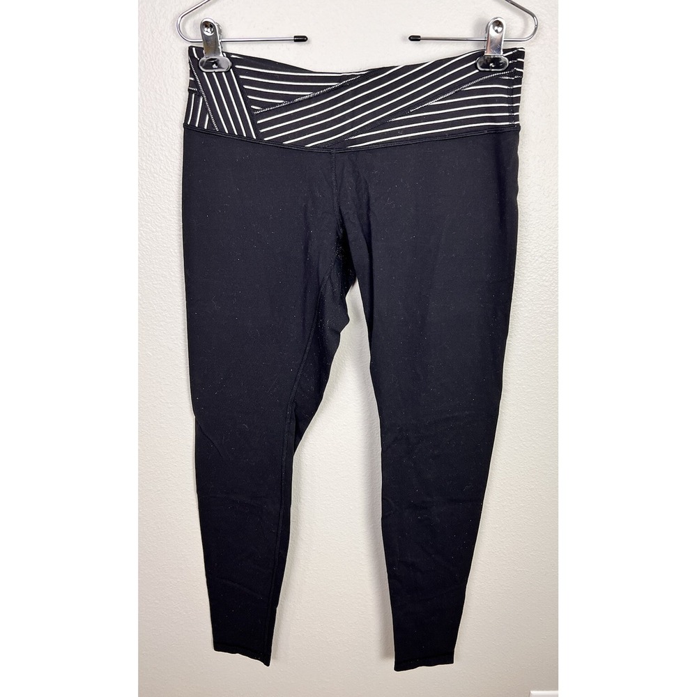 Lululemon Black & Gray Color Block Skinny Reversible Leggings sz 10